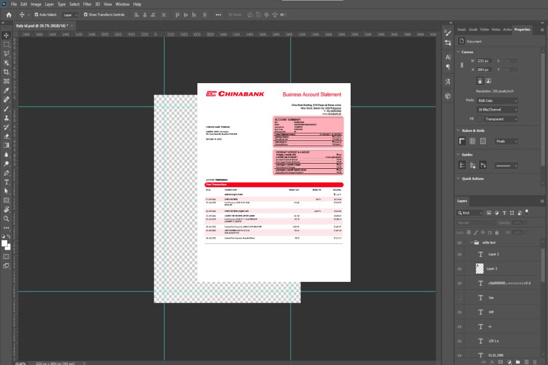 Modèle Word et PDF de relevé de compte d'entreprise de China Banking Corporation template Modèle Word et PDF de relevé de compte d'entreprise de China Banking Corporation template